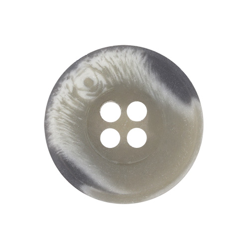 21163 Sullivans 20mm Round Plastic Button With Four Holes  - Raised Rim - Matt Light Grey Two Tone - 42 In