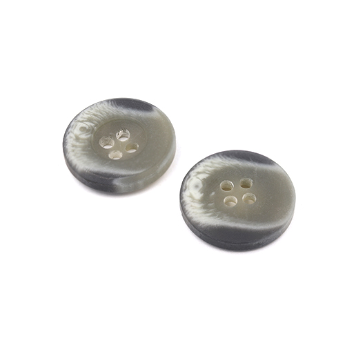 21163 Sullivans 20mm Round Plastic Button With Four Holes  - Raised Rim - Matt Light Grey Two Tone - 42 In