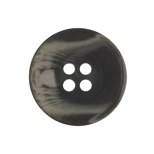 21164 Sullivans 20mm Round Plastic Button With Four Holes  - Raised Rim - Matt Dark Grey Two Tone - 42 In 