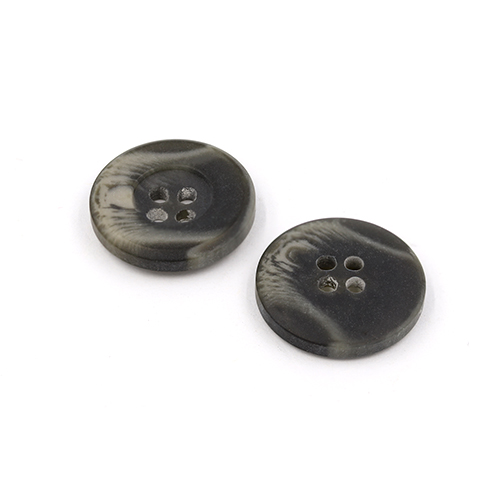 21164 Sullivans 20mm Round Plastic Button With Four Holes  - Raised Rim - Matt Dark Grey Two Tone - 42 In 