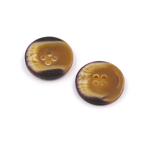 21167 Sullivans 20mm Round Plastic Button With Four Holes  - Raised Rim - Matt Fawn Two Tone - 42 In A Tub