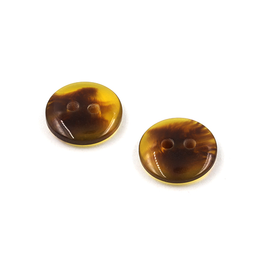 21248 Sullivans 12mm Round Plastic Button With Two Holes - Clear Amber Variegated Pattern - 140 In A Tube