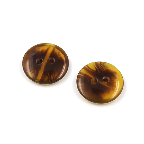 21249 Sullivans 15mm Round Plastic Button With Two Holes - Clear Amber Variegated Pattern - 70 In A Tube