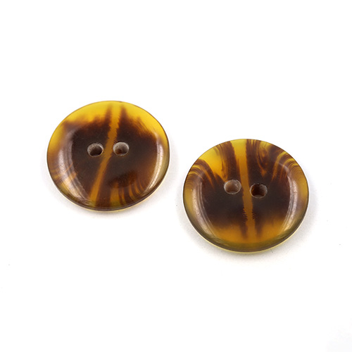 21251 Sullivans 20mm Round Plastic Button With Two Holes - Clear Amber Variegated Pattern - 27 In A Tube