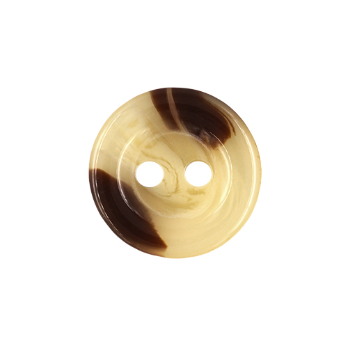 21252 Sullivans 12mm Round Plastic Button With Two Holes - Raised Rim - Brown/cream - 127 In A Tube