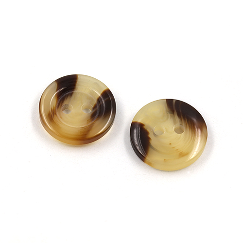 21253 Sullivans 15mm Round Plastic Button With Two Holes - Raised Rim - Brown/cream - 64 In A Tube