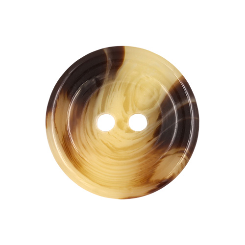 21255 Sullivans 20mm Round Plastic Button With Two Holes - Raised Rim - Brown/cream - 24 In A Tube