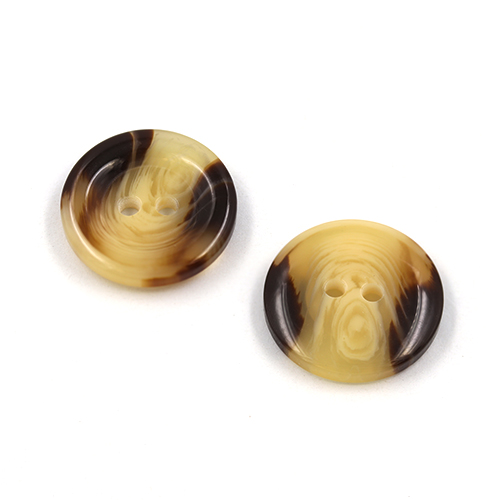 21255 Sullivans 20mm Round Plastic Button With Two Holes - Raised Rim - Brown/cream - 24 In A Tube