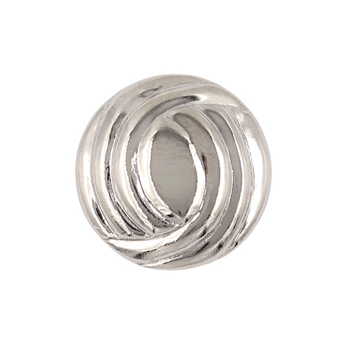 21458 Sullivans 15mm Round Metal Shank Button With Swooping Pattern Around Eye - Silver - 24 In A Tube 