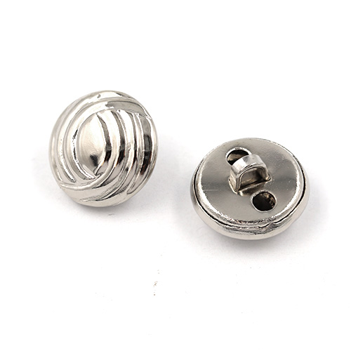 21458 Sullivans 15mm Round Metal Shank Button With Swooping Pattern Around Eye - Silver - 24 In A Tube 