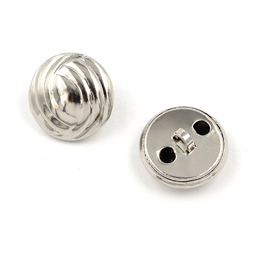21460 Sullivans 18mm Round Metal Shank Button With Swooping Pattern Around Eye - Silver - 20 In A Tube 