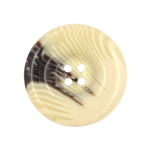 21509 Sullivans 45mm Round Plastic Button With Four Holes- Two Tone - Cream/brown - 30 In A Tube 