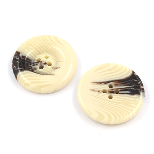 21509 Sullivans 45mm Round Plastic Button With Four Holes- Two Tone - Cream/brown - 30 In A Tube 