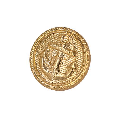 21518 Sullivans 15mm Round Metal Shank Button With Anchor - Gold - 40 In A Tube 