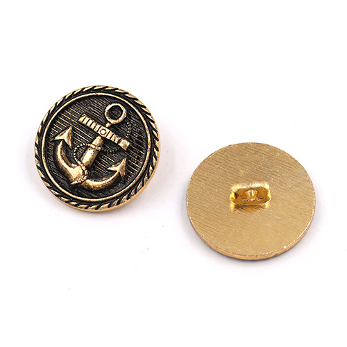 21520 Sullivans 19mm Round Metal Shank Button With Anchor - Black/gold - 34 In A Tube 