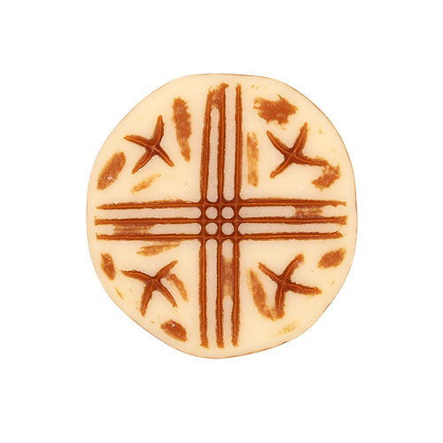 21529 Sullivans 20mm Round Plastic Shank Button With Tan Stripes And Pattern - Natural - 27 In A Tube 