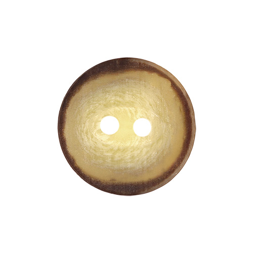 21550 Sullivans 15mm Round Plastic Button With Two Holes - Raised Edges - Cream With Brown Rim - 57 In A T