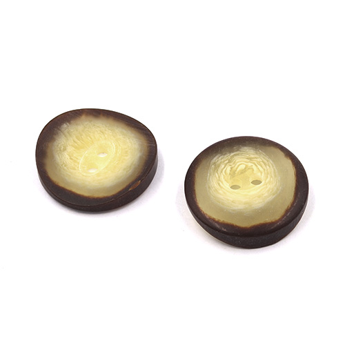 21556 Sullivans 20mm Round Plastic Button With Two Holes -  Raised Edges - Cream With Brown Rim - 22 In A 