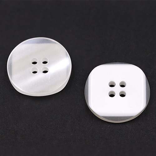 21614 Sullivans 20mm Round Plastic Button 4 Hole  - Clear With Frosted White Square Insert - 30 In A Tube 