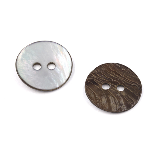 21675 Sullivans 15mm Round Akoya Shell Buttons 2 Hole - River Smoked - 48 In A Tube