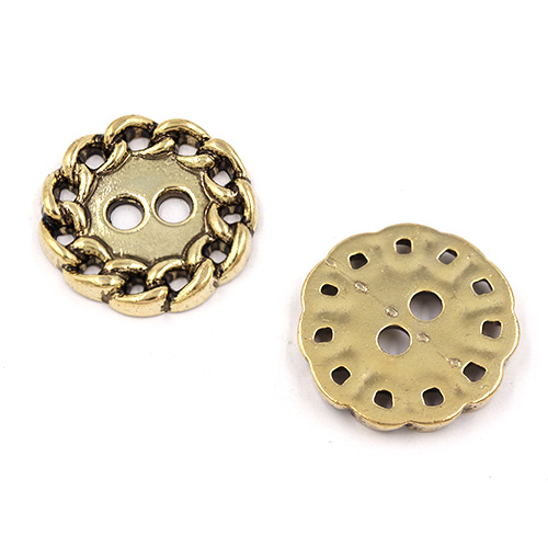 21855 Sullivans 21mm Round Plastic Button 2 Hole - Gold With Chain Loop Border - 46 In A Tube 
