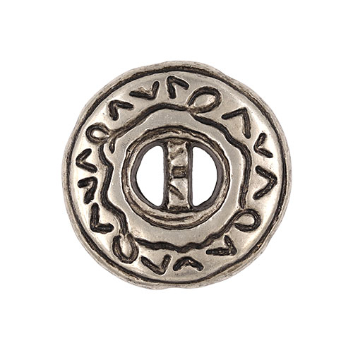 21867 Sullivans 21mm Round Plastic Button 2 Hole - Silver With Patterned Border - 43 In A Tube 