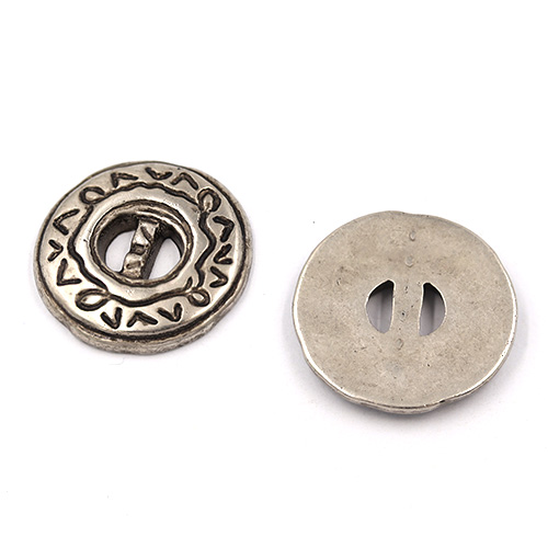 21867 Sullivans 21mm Round Plastic Button 2 Hole - Silver With Patterned Border - 43 In A Tube 