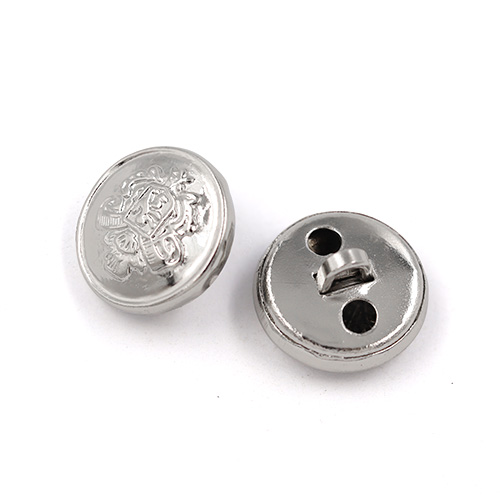 21882 Sullivans 15mm Round Plastic Shank Button - Silver With Embelm Pattern - 26 In A Tube 