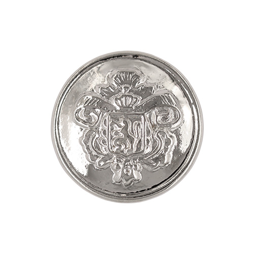 21883 Sullivans 18mm Round Plastic Shank Button - Silver With Embelm Pattern - 22 In A Tube 