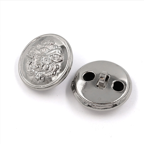 21883 Sullivans 18mm Round Plastic Shank Button - Silver With Embelm Pattern - 22 In A Tube 