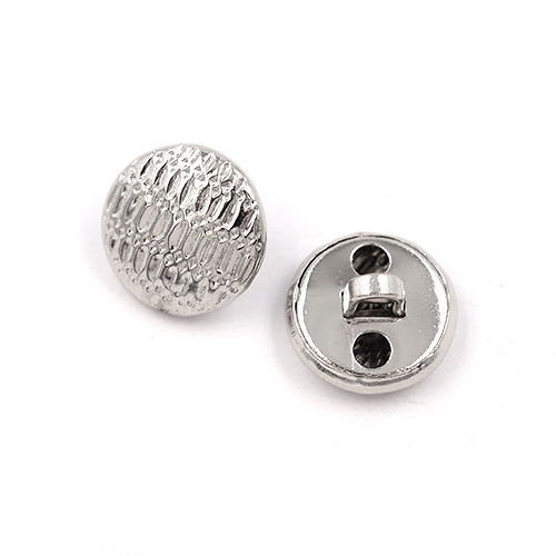 21884 Sullivans 12mm Round Plastic Shank Button - Silver With Lined Pattern - 28 In A Tube 