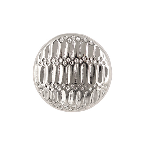21885 Sullivans 15mm Round Plastic Shank Button - Silver With Lined Pattern - 26 In A Tube 