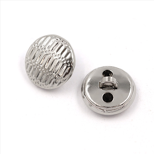 21885 Sullivans 15mm Round Plastic Shank Button - Silver With Lined Pattern - 26 In A Tube 