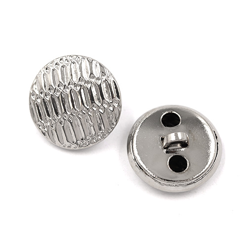 21886 Sullivans 18mm Round Plastic Shank Button - Silver With Lined Pattern - 22 In A Tube 
