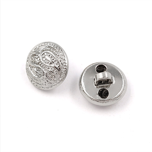 21898 Sullivans 12mm Round Plastic Shank Button - Silver With Swirled Pattern - 28 In A Tube 