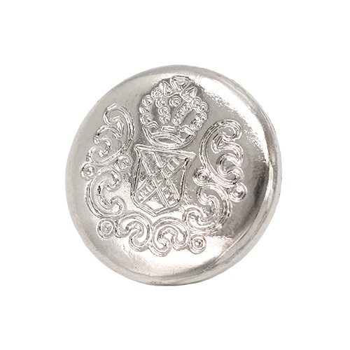 21906 Sullivans 20mm Round Plastic Shank Button - Silver With Crest - 18 In A Tube 