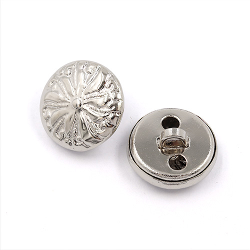 21914 Sullivans 15mm Round Plastic Shank Button - Silver With Petal Pattern - 26 In A Tube 