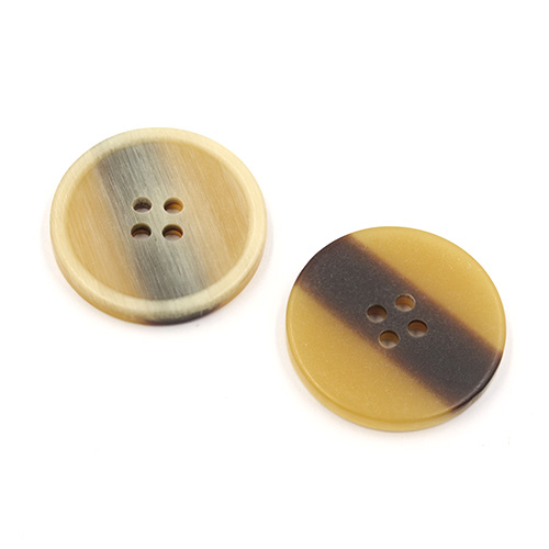 21950 Sullivans 25mm Round Plastic Button 4 Hole With Natural Rim - Tan - 18 In A Tube 