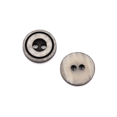 22223 Sullivans 12mm Round Plastic Button 2 Hole With Black Middle And Rim - Grey - 100 In A Bag