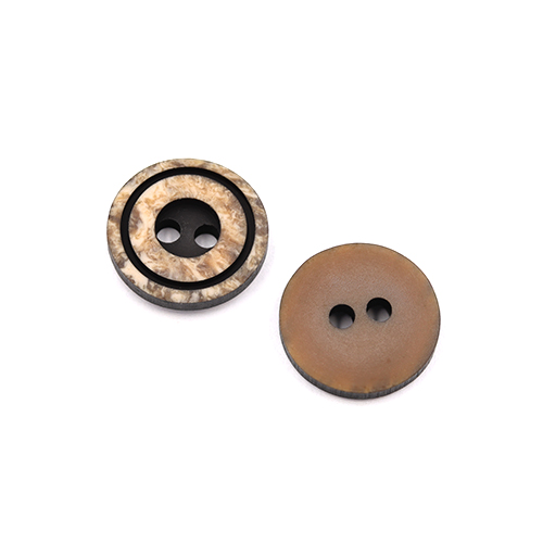 22225 Sullivans 12mm Round Plastic Button 2 Hole With Black Middle And Rim - Beige - 100 In A Bag