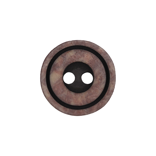 22230 Sullivans 12mm Round Plastic Button 2 Hole With Black Middle And Rim - Brown - 136 In A Tube 