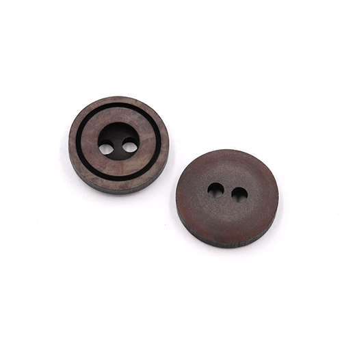 22230 Sullivans 12mm Round Plastic Button 2 Hole With Black Middle And Rim - Brown - 136 In A Tube 