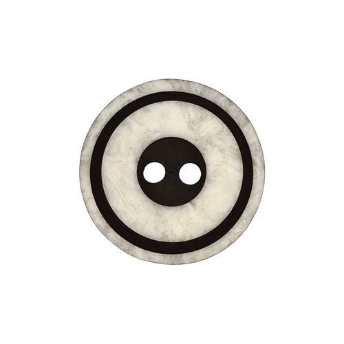 22233 Sullivans 15mm Round Plastic Button 2 Hole With Black Middle And Rim - White - 100 In A Bag