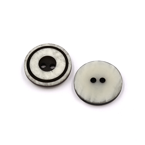 22233 Sullivans 15mm Round Plastic Button 2 Hole With Black Middle And Rim - White - 100 In A Bag
