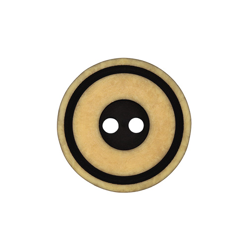 22239 Sullivans 15mm Round Plastic Button 2 Hole With Black Middle And Rim - Dark Cream - 100 In A Bag