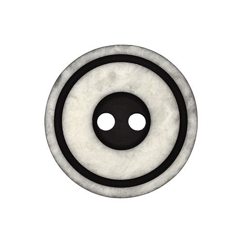 22245 Sullivans 20mm Round Plastic Button 2 Hole With Black Middle And Rim - White - 100 In A Bag