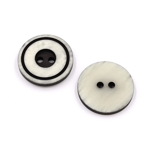22245 Sullivans 20mm Round Plastic Button 2 Hole With Black Middle And Rim - White - 100 In A Bag