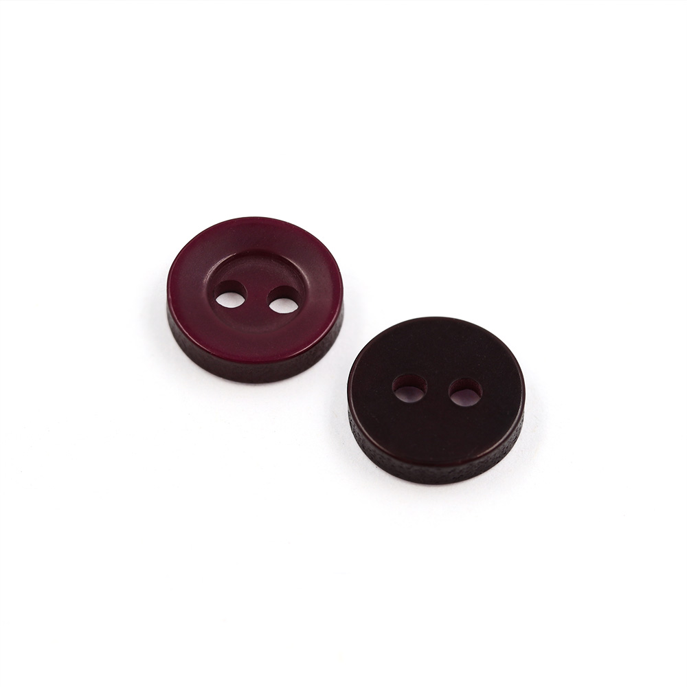 22361 Sullivans 9mm Round Plastic Button With Two Holes - Burgundy - Bag Of 100