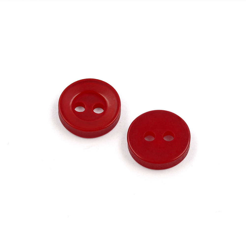 22362 Sullivans 9mm Round Plastic Button With Two Holes - Red - 252 In A Tube