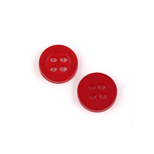 22467 Sullivans 9mm Round Plastic Button 4 Hole - Red - Bag Of 100